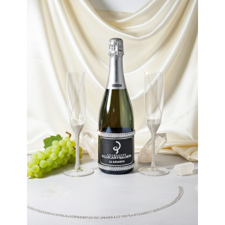Billecart Salmon La Reserve and custom Tiffany&Co flutes wedding set
