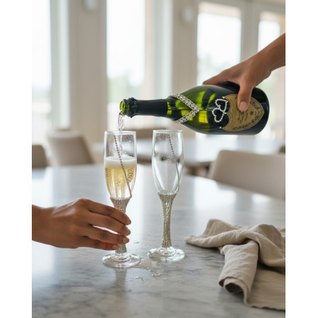 Tiffany Toasting Flutes & Dom Pérignon Champagne Wedding Gift Set