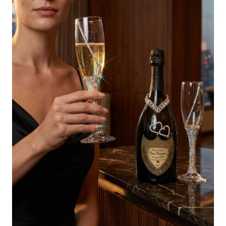 Tiffany Toasting Flutes & Dom Pérignon Champagne Wedding Gift Set