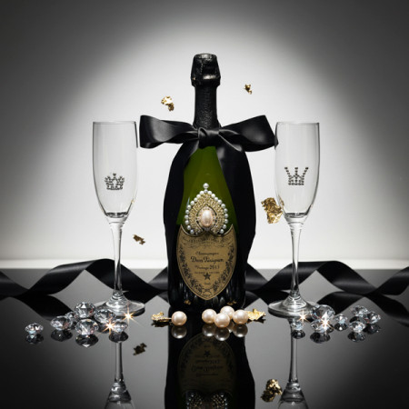 Dom Perignon Brut Champagne & King & Queen  luxury flutes