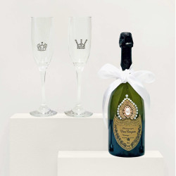 Dom Perignon Brut Champagne & King & Queen  luxury flutes