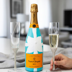 Handpainted Veuve Clicquot Champagne + Tiffany & Co custom design flutes