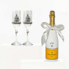 Veuve Clicquot Champagne And Crystal-Adorned Wedding Toast Flutes Gift Set