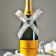 Veuve Clicquot Champagne And Flutes Adorned with Pearls & Rhinestones