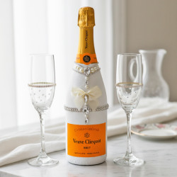 Hand-Painted Veuve Clicquot Champagne And Flutes Gift Set