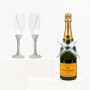 Veuve Clicquot Champagne And Flutes Adorned with Pearls & Rhinestones