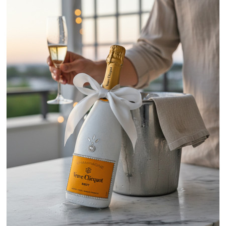 Hand-Painted Shiny Veuve Clicquot Wedding Champagne