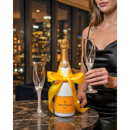 Veuve Clicquot Champagne Crystal-Adorned Wedding bottle