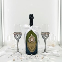 Dom Pérignon Champagne & Luxury Toasting Flutes Wedding Gift Set