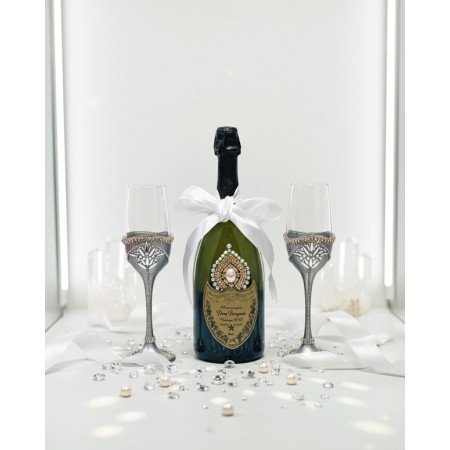 Dom Pérignon Champagne & Luxury Toasting Flutes Wedding Gift Set