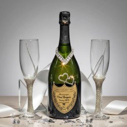 Tiffany Toasting Flutes & Dom Pérignon Champagne Wedding Gift Set
