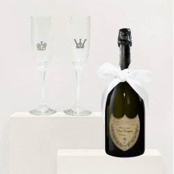 Dom Perignon Brut Champagne & King & Queen  luxury flutes
