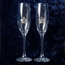 Sparkling Crown Mr & Mrs Tiffany & Co. Champagne Flutes Set of Two