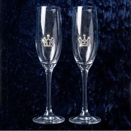 Sparkling Crown Mr & Mrs Tiffany & Co. Champagne Flutes Set of Two Sparkling Crown Mr & Mrs Tiffany & Co. Champagne Flutes Set of Two