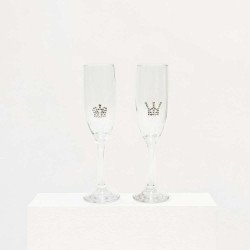 Sparkling Crown Mr & Mrs Tiffany & Co. Champagne Flutes Set of Two
