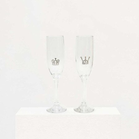 Sparkling Crown Mr & Mrs Tiffany & Co. Champagne Flutes Set of Two Sparkling Crown Mr & Mrs Tiffany & Co. Champagne Flutes Set of Two