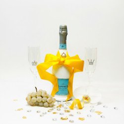 Hand-Painted Sparkling Prosecco And Flutes Gift Set