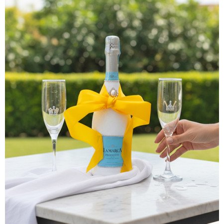 Hand Painted Prosecco & Flutes Gift Set
