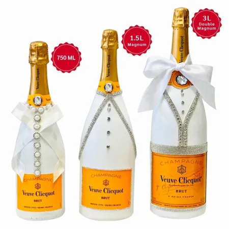 3-Bottle Veuve Clicquot Champagne Wedding Gift Set – 750ml, 1.5L & 3L