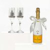 Veuve Clicquot Champagne And Crystal-Adorned Wedding Toast Flutes Gift Set