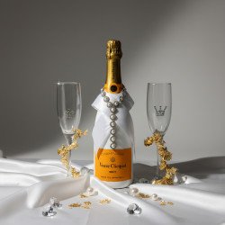 Tiffany Toasting Flutes & Veuve Clicquot Champagne Wedding Gift Set