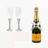 Veuve Clicquot Champagne And Flutes Adorned with Pearls & Rhinestones
